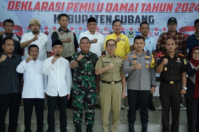 Pemda Subang Ikuti Deklarasi Pemilu Damai 2024 Tingkat Provinsi Jawa Barat Secara Virtual