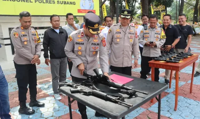 pengecekan senjata api Polres Subang