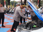 Polres Subang Cek Kesiapan Kendaraan Dinas untuk Tugas Operasional Pemeriksaan kendaraan dinas Polres Subang