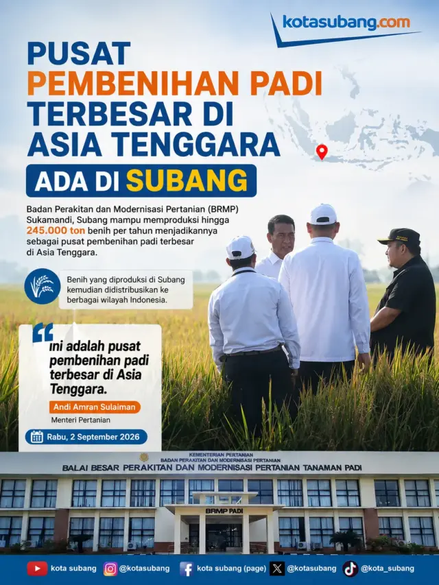 Badan-Perakitan-dan-Modernisasi-Pertanian-BRMP-Sukamandi-Subang- pusat benih padi di Subang