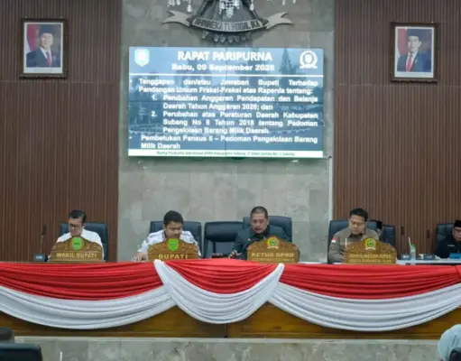 Paripurna DPRD: Pemkab Jawab Pandangan Fraksi Mengenai Pengelolaan Barang Milik Daerah Subang pengelolaan barang milik daerah Subang